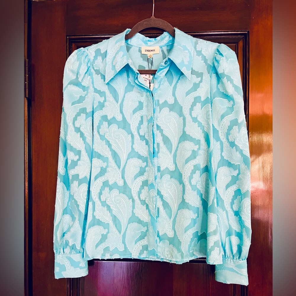 L AGENCE Jenica Blouse 
Size Extra Small
Aqua Blue